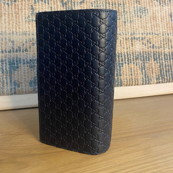 Navy Blue Leather Gucci Long wallet Guccissima - Picture 4 of 6